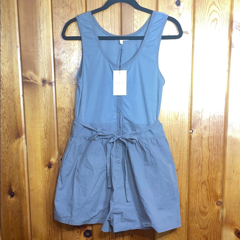Promesa romper size medium About Time Snap-Front Belted Tank Romper metal gray - Picture 2 of 13